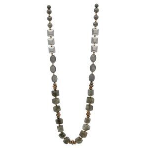 Genuine Labradorite Chunky Beaded Statement Fashion Necklace